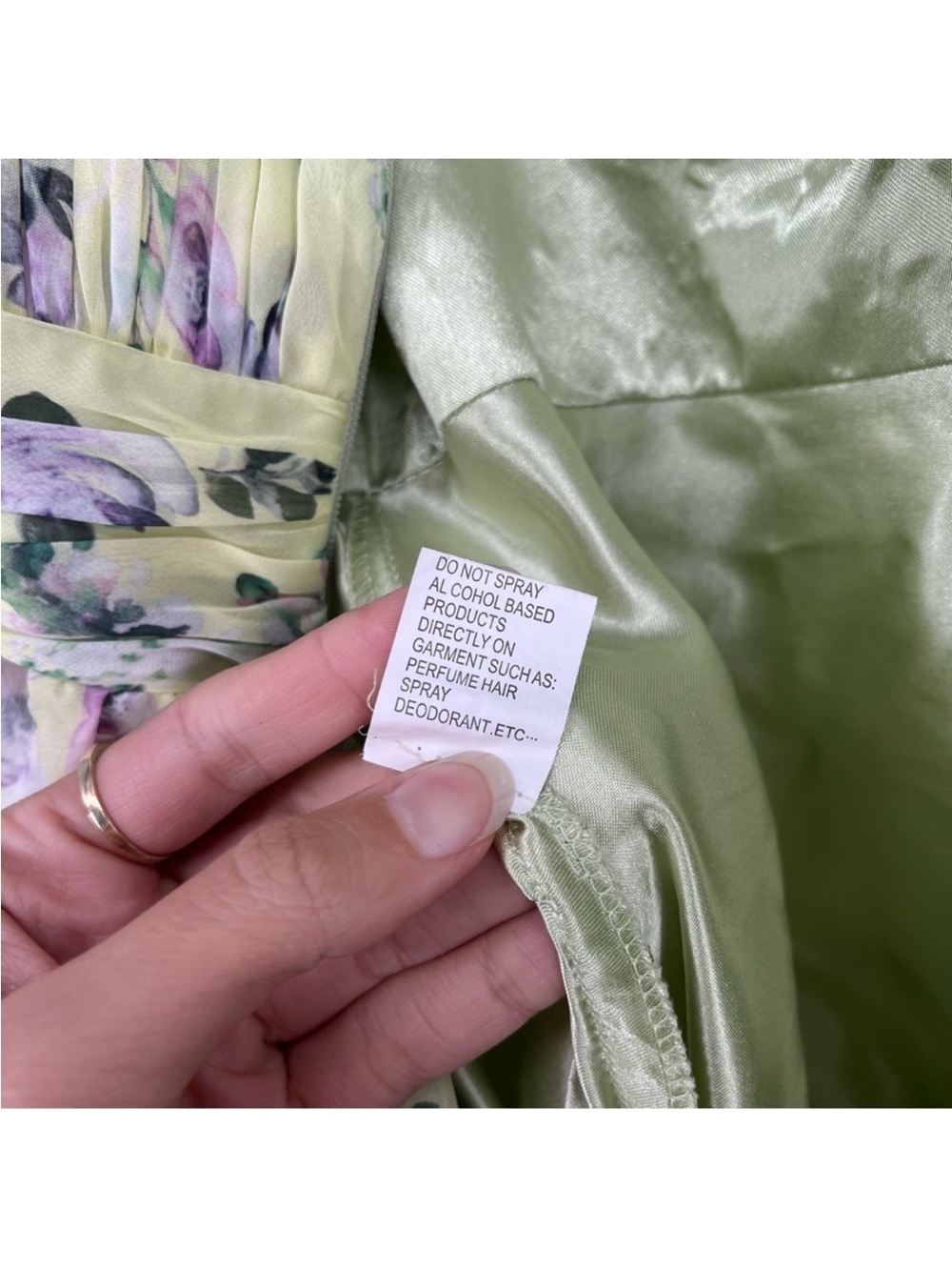 Mac Duggal Pale Green Floral V Neck Ruffled Chiffon Maxi Dress Evening Gown 8 - Picture 8 of 9